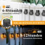 GIGALUMI Solar Hängeleuchten 8er-Set mit LED-Flammeneffekt – Wasserdicht IP65 für Garten – Bild 2