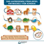 HELDENGUT Fädelspiel Holz ab 18 Monaten – Montessori Motorikspielzeug mit 12 Figuren – Bild 3