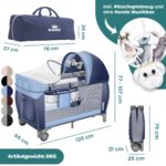 Kidiz Reisebett 120x60 cm mit Wickelauflage, Moskitonetz & Räder – Babybett für Geburt bis 15 kg – Bild 2