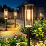 RECHOO 4er Set Vintage Solarleuchten – Warmweiss Gartenbeleuchtung IP65 wasserdicht