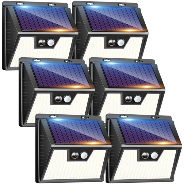 kolpop 6er Set Solarleuchten mit Bewegungsmelder – 140 LED IP65 für Garten & Terrasse