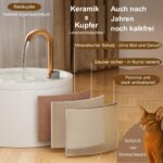 MISFANS Katzenbrunnen Keramik 2.1L – Antibakteriell mit Kupferrohr & 3-fach Filter – Bild 2