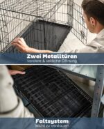 lionto Transportkäfig 106 x 71 x 77 cm – Hundetransportbox mit Trennwand für Hunde & Katzen – Bild 4