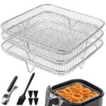 ulafbwur Dörrgitter Edelstahl 3er Set stapelbar – Multifunktionales Fritteusenzubehör – Bild 3