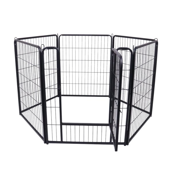 XMTECH 6-teilig Welpenauslauf 80 cm – Faltbares Freilaufgehege mit Tür & Erdankern