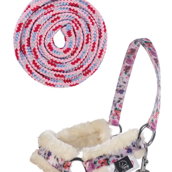 HKM Hobby Horse Halfter & Führstrick Set Flower – Spielzeugzubehör mit Karabiner
