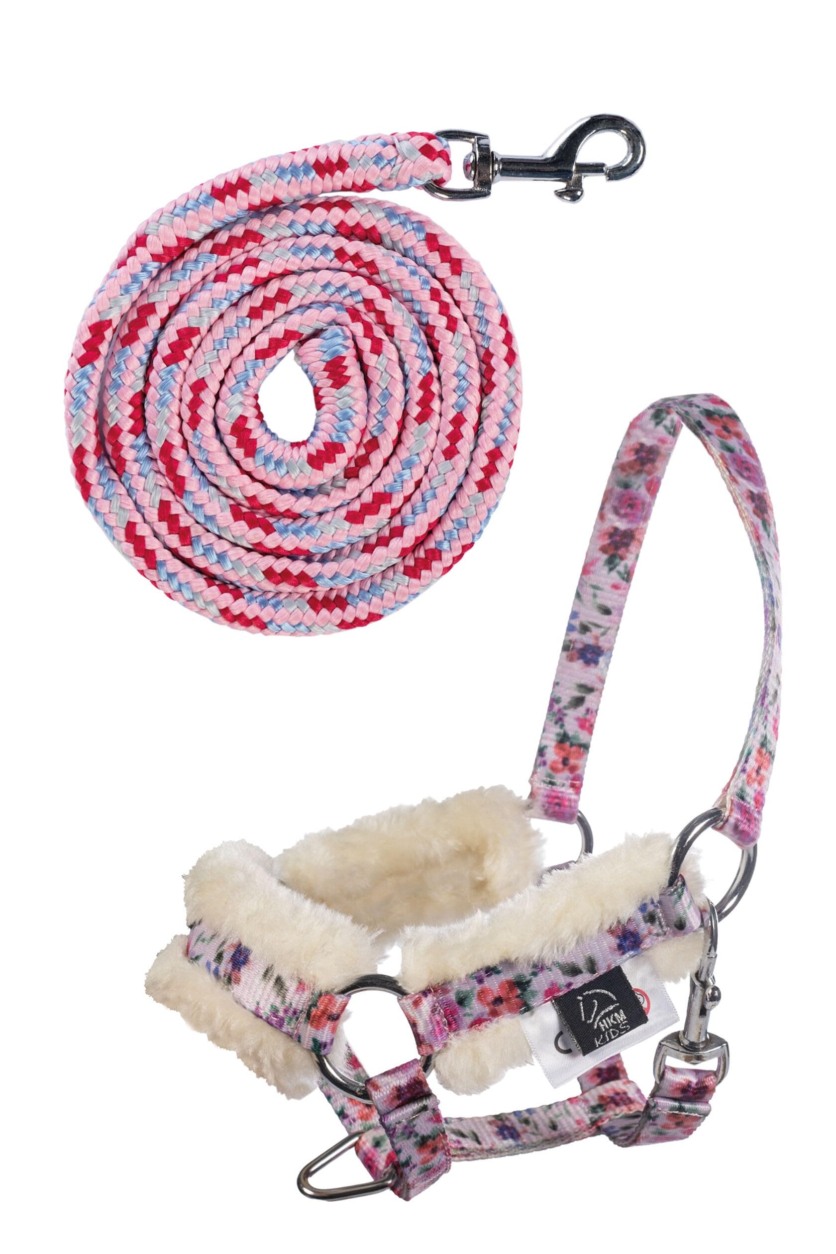 HKM Hobby Horse Halfter & Führstrick Set Flower – Spielzeugzubehör mit Karabiner