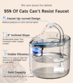 HAPUP Katzenbrunnen 1,8L mit Doppelmodus & Aktivkohlefilter – Intelligenter Wasserspender für Katzen & Hunde – Bild 2