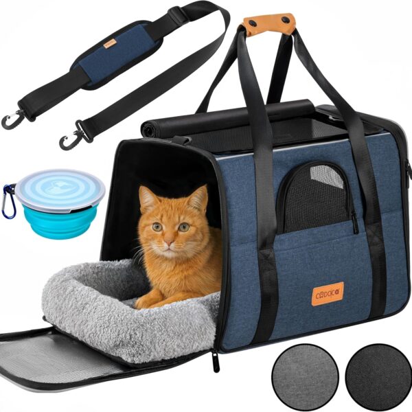 CADOCA® Katzentransportbox Faltbar bis 20kg – Atmungsaktiv mit Schultergurt & Regenschutz