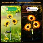 2er Set Sonnenblume Solarleuchten 60-LED – Wetterfeste Gartendeko mit automatischer Dämmerungsfunktion – Bild 2