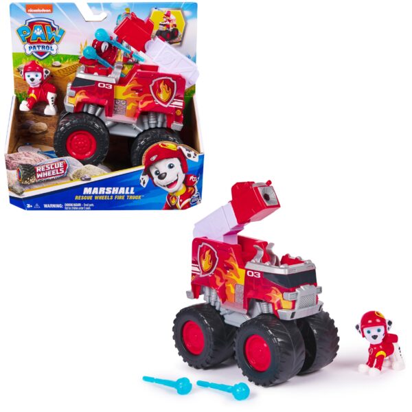 PAW PATROL Rescue Wheels – Marshalls Feuerwehr Monstertruck mit Geschoss-Abwurf & Figur