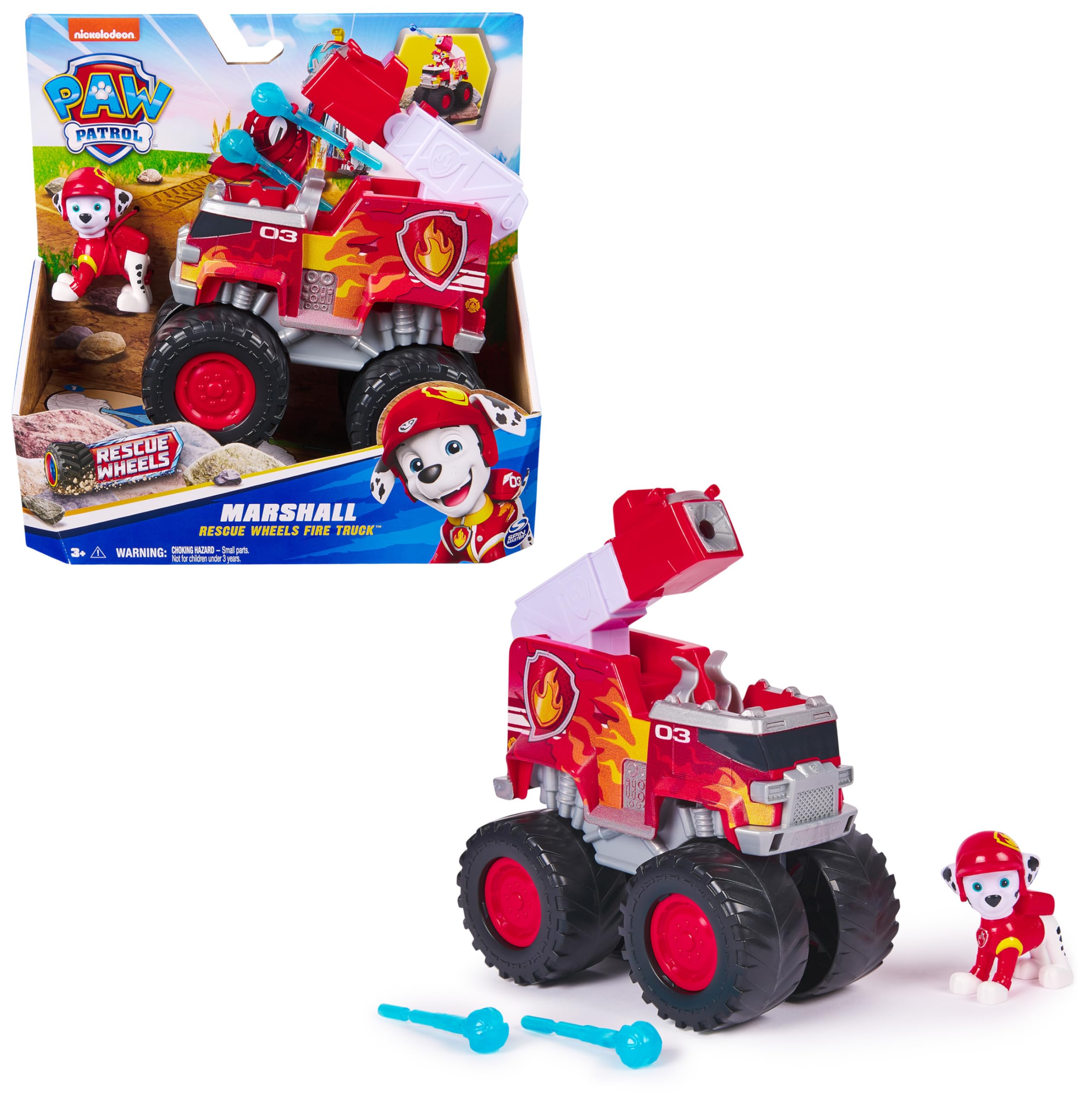 PAW PATROL Rescue Wheels – Marshalls Feuerwehr Monstertruck mit Geschoss-Abwurf & Figur