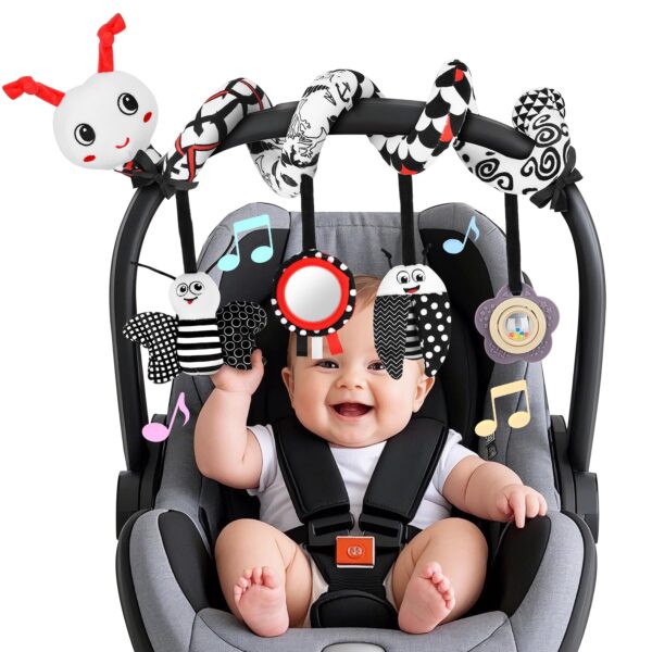 Zendstanding Kinderwagen Spielzeug – Hochkontrast Hängespielzeug für Babys 0–12 Monate