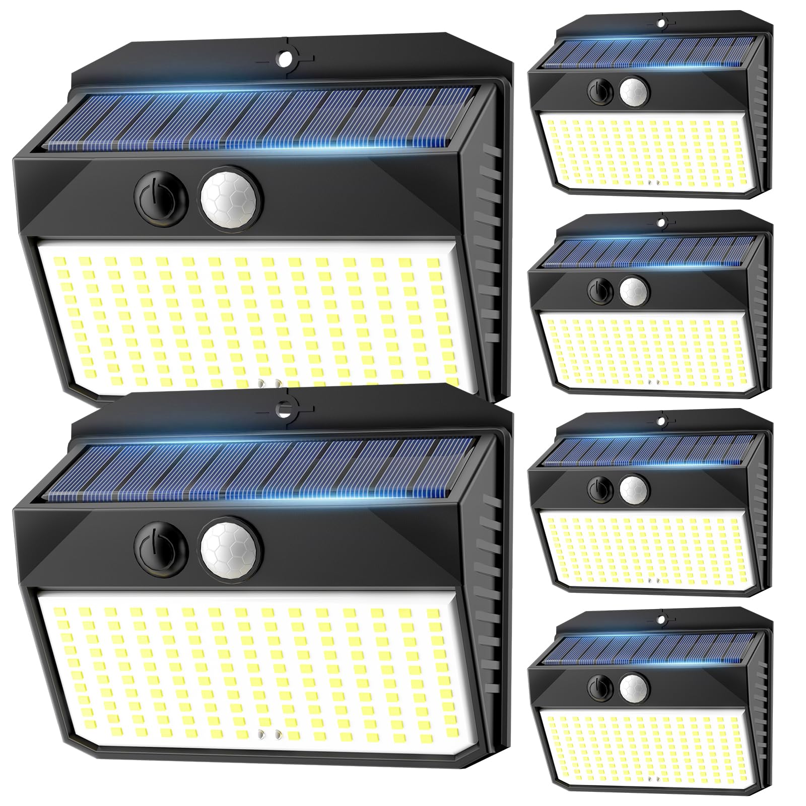 SIGRILL 6er Set Solar-Wandleuchten mit Bewegungsmelder – 150 LED für Garten & Garage