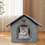 Whiwhi Hundehütte 45x40x45cm mit abnehmbarem Plüschkissen – Katzenhöhle für Haustiere – Bild 4
