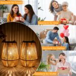 2er Set Rattan Solar Laternen für Aussen – Handgewebt mit IP65 Wasserdicht für Garten & Balkon – Bild 2