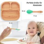 bambuskind Kinderteller mit Saugnapf Grün – Nachhaltiges Bambusgeschirr zum Essen lernen – Bild 3