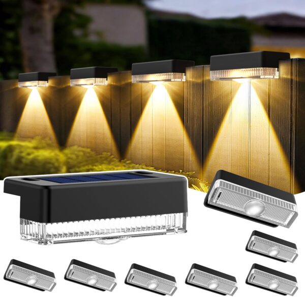 Solpex Solar-Zaunleuchten 8er Set – Warmweiß Terrassenleuchten wasserdicht für Außen