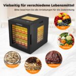 COSTWAY 850W Dörrautomat mit 10 Edelstahl-Schalen – Lebensmittel-Trockner für Obst, Gemüse & Fleisch – Bild 8