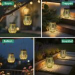 JOYCREATOR Solarlaterne 2er-Set Türkis – Marokkanische Gartenleuchten IP65 wasserdicht – Bild 6