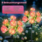 Ninonly Solar-Blumenleuchten 2er Set – Pfingstrosen mit 8 Modi & Warmweiss LED für Garten – Bild 5
