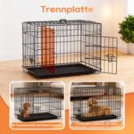 BestOffice Hundebox Grösse S 61x42x48cm – Faltbar mit Doppeltür & Kunststofftablett – Bild 7