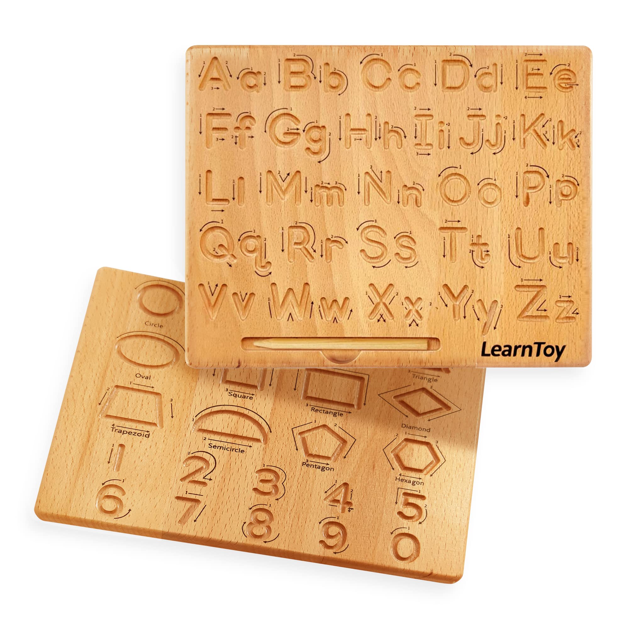 LearnToy Holz-Alphabet Schreibtafel – Montessori Lernspielzeug für Kinder ab 3 Jahren