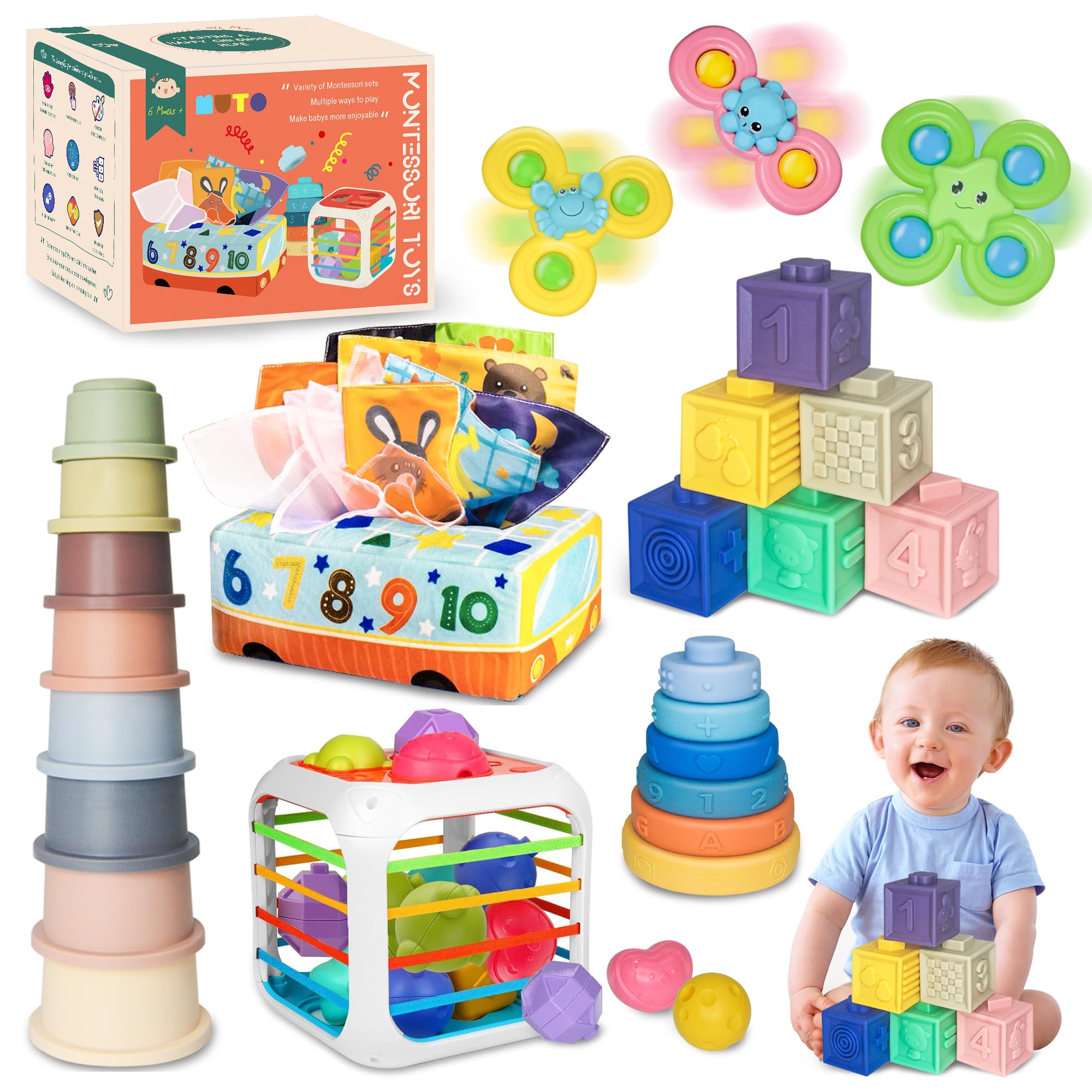 MutoToy 6-in-1 Montessori Spielzeug ab 1 Jahr – 42-teiliges Motorikspielzeug Set