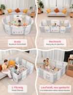 Dripex Laufstall Baby 150×150 cm mit Tür & Spielzeugboard – Faltbarer Playpen aus Kunststoff – Bild 4