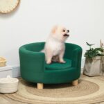 PawHut Hundesofa Grün – Gemütliche Hundecouch mit Rückenlehne für kleine Hunde & Katzen – Bild 2