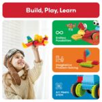PicassoTiles 120 Igel-Bausteine – Flexible Stecksteine für Kreatives Bauen ab 3 Jahren – Bild 2