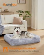 Feandrea Hundebett 120x85 cm mit Plüsch & erhöhten Rändern – Hundesofa für grosse Hunde – Bild 2