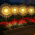 GIACOMO 4er Set Solarleuchten Pusteblume mit 120 LED & 8 Modi – Gartendeko für Aussen
