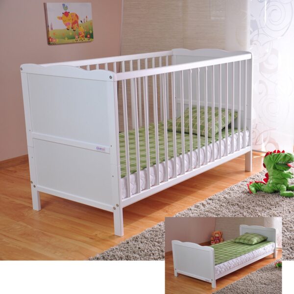 Marsell Baby Gitterbett mit Aloe Vera Matratze – höhenverstellbar & umbaubar
