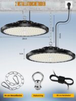 YIQIBRO 200W LED Werkstatt Deckenleuchte 20000LM – Industriestrahler IP65 für Garage & Lager – Bild 6