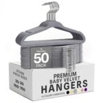 Utopia Home Premium Kinder-Kleiderbügel aus Samt, 50er-Pack Grau – Rutschfest & Platzsparend