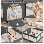 Lertantri Laufstall 120×120 cm mit Matratze – Sicheres Laufgitter für Babys – Bild 5