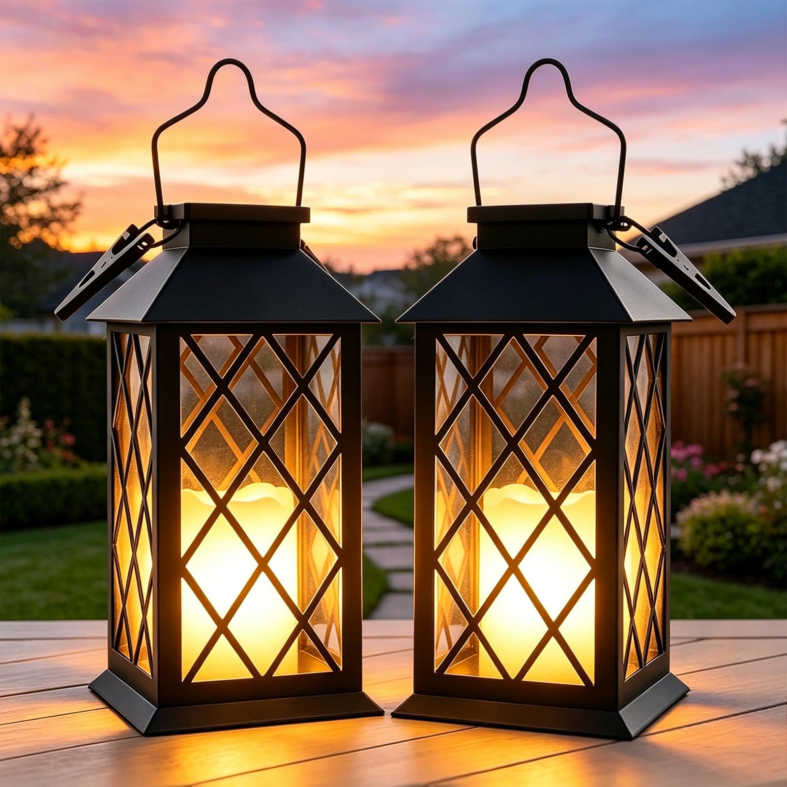 Joycome 2er Set Solarlaterne mit Flackerlicht – Wetterfeste Außenbeleuchtung für Garten & Terrasse
