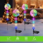 BUCASA Löwenzahn Solarleuchten 4er Set – Farbige LED Gartenleuchten IP65 für Balkon & Terrasse – Bild 4