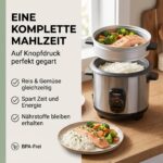 MELISSA Reiskocher 1,5 L – 500 W Edelstahl mit Antihaft & Dämpfkorb – Bild 2