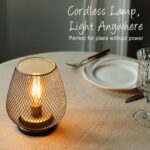 TRIROCKS 2er Set Batterieleuchten 17cm mit LED Edison Birne – Kabellose Tischlampen Braun – Bild 2