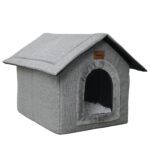 Whiwhi Hundehütte 45x40x45cm mit abnehmbarem Plüschkissen – Katzenhöhle für Haustiere
