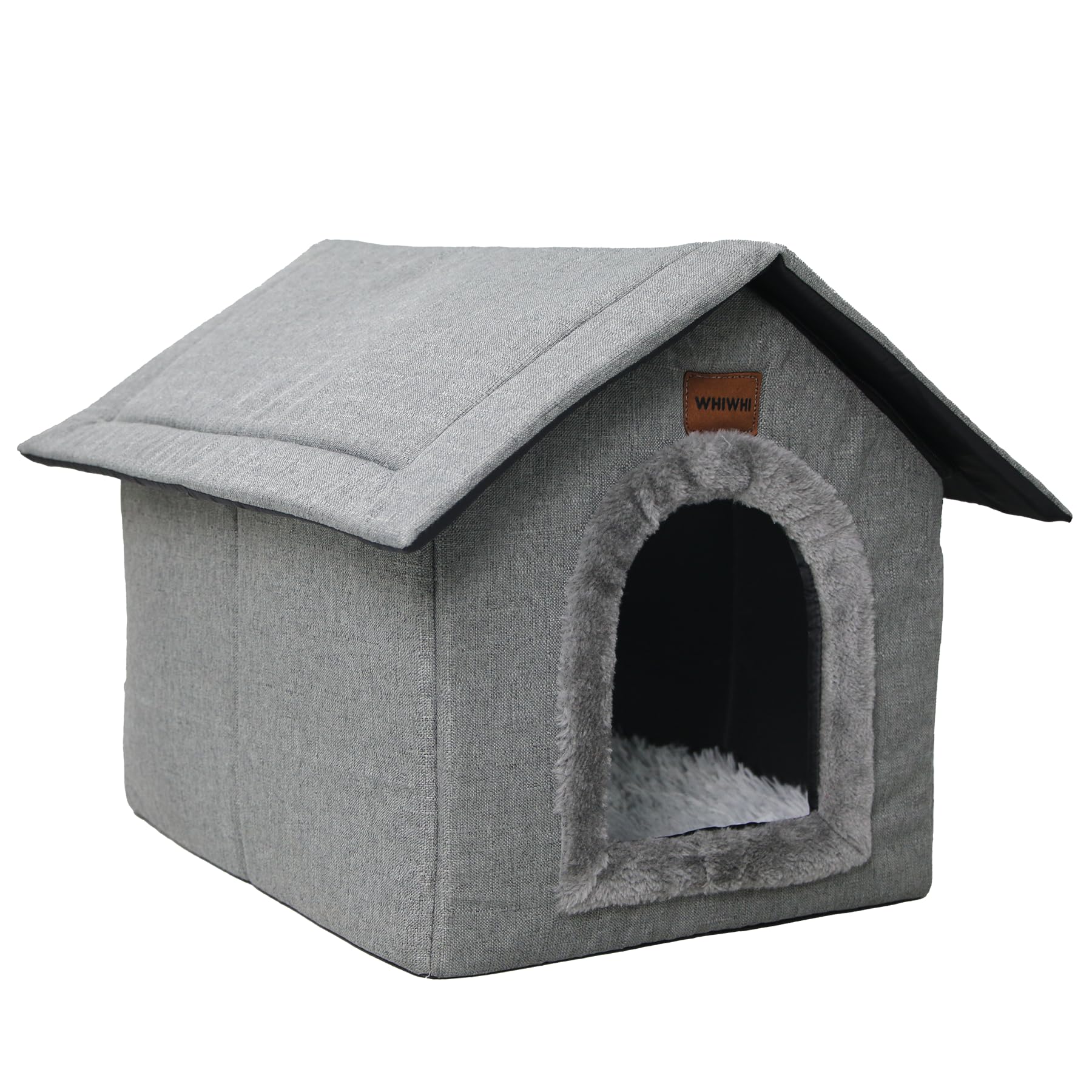 Whiwhi Hundehütte 45x40x45cm mit abnehmbarem Plüschkissen – Katzenhöhle für Haustiere