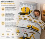SkyBrands Kinder Bettwäsche 135x200 cm Baumwolle – Baustelle Wendebezug mit Reissverschluss – Bild 5