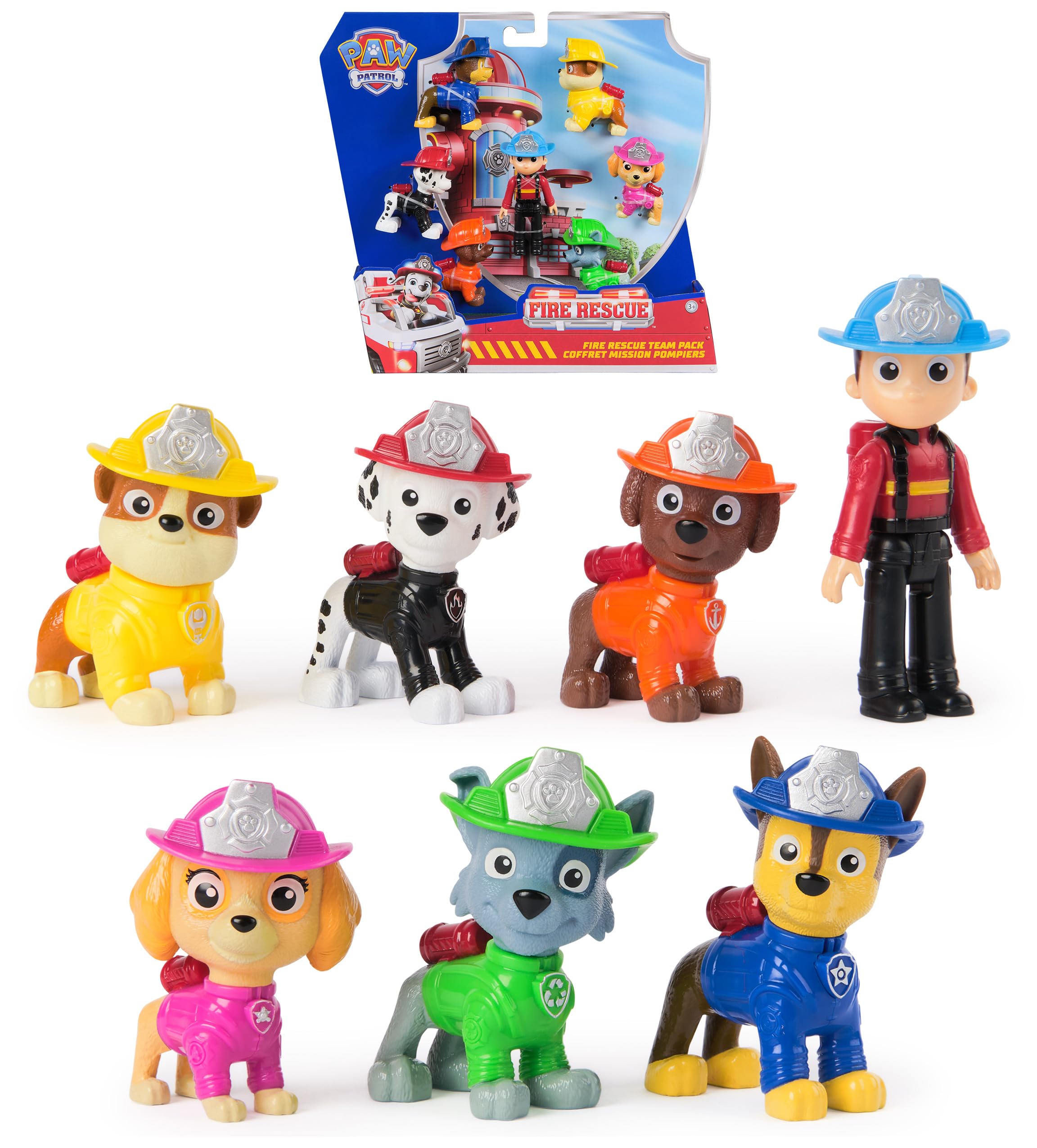PAW PATROL Fire Rescue Figuren-Set mit 7 Spielfiguren – Feuerwehr-Abenteuer für Kinder ab 3 Jahren