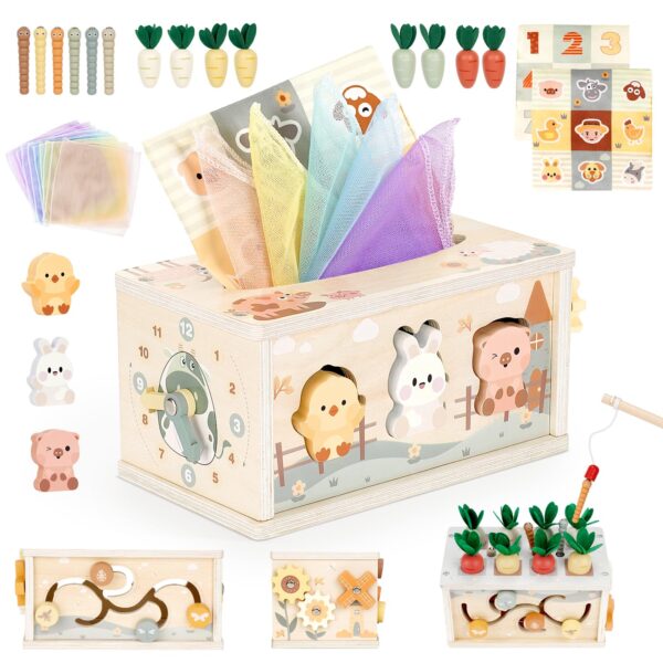 Vanplay 6-in-1 Montessori Holzspielzeug ab 1 Jahr – Motorikspielzeug für Kleinkinder