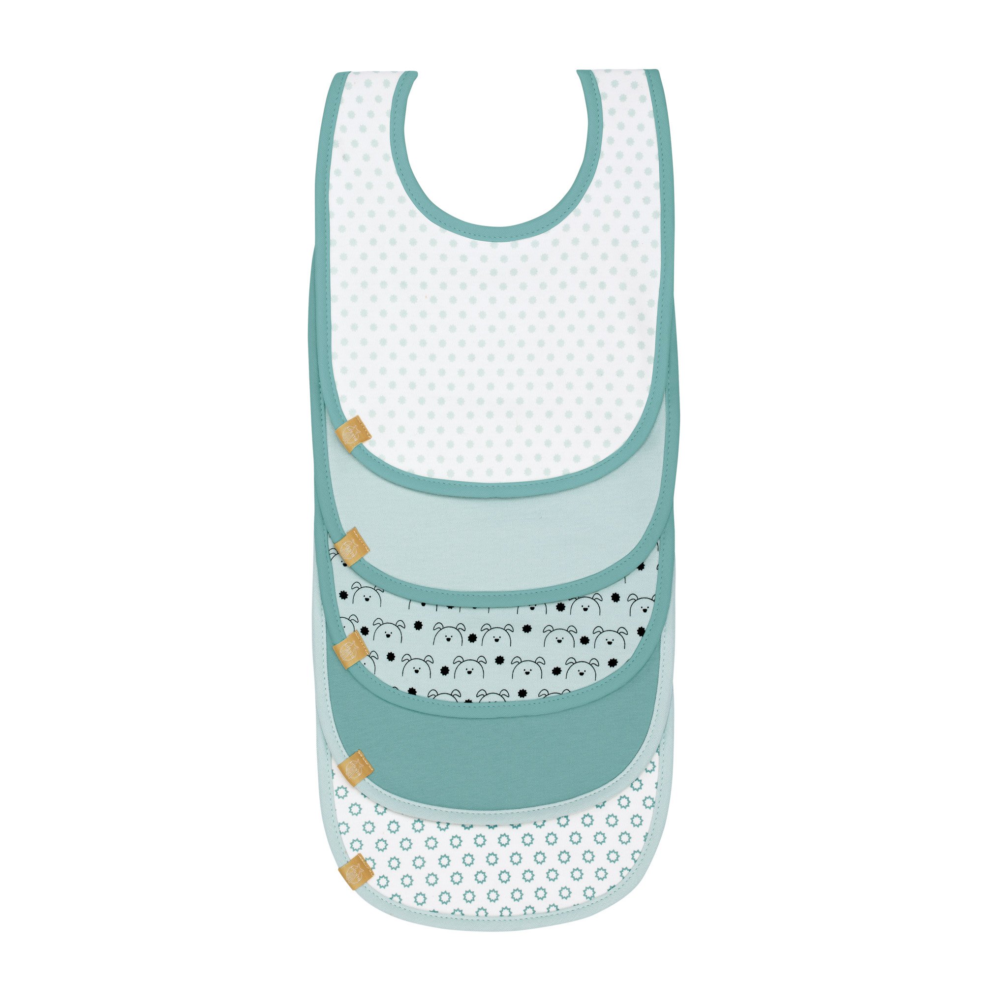 LÄSSIG Baby Lätzchen Set 5er Pack – Wasserdicht mit Klettverschluss & Bio-Baumwolle