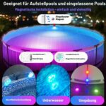 4er Set idyl light Poolbeleuchtung mit Fernbedienung – IP68 Unterwasserlicht wiederaufladbar – Bild 2