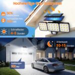 GEARLITE 4er Set Solarlampen mit Bewegungsmelder – 3500 LM LED Wandfluter IP65 für Garten & Garage – Bild 7