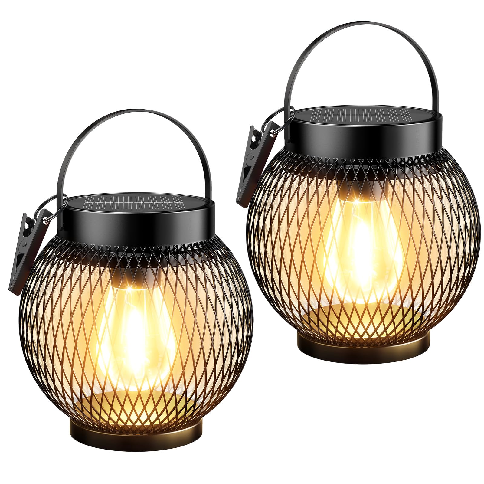 GEARLITE Solarlampen 2er-Set mit LED – IP65 Wasserdicht, 800mAh, Warmweiss für Garten & Balkon